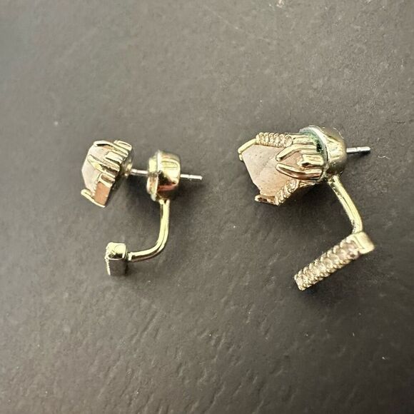 BaubleBar Rhinestone Embellished Geometric Stud Ear Jacket Earrings Gold-tone OS - Picture 2 of 4